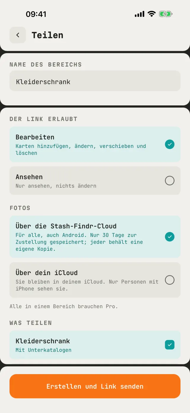 Einen Katalog mit der Familie teilen
