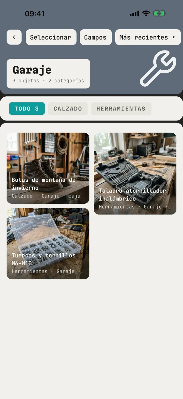 El catálogo «Garaje»: botas, taladro y tornillos