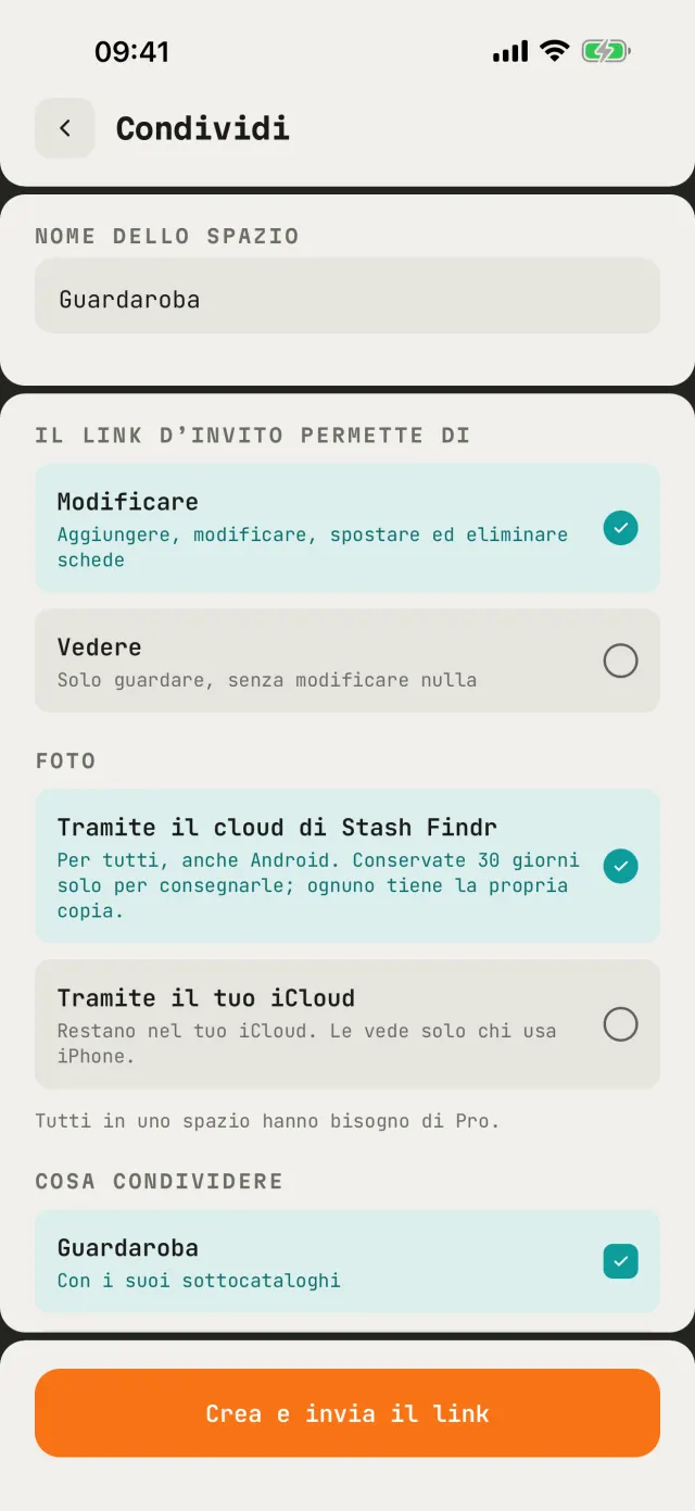 Condividere un catalogo con la famiglia
