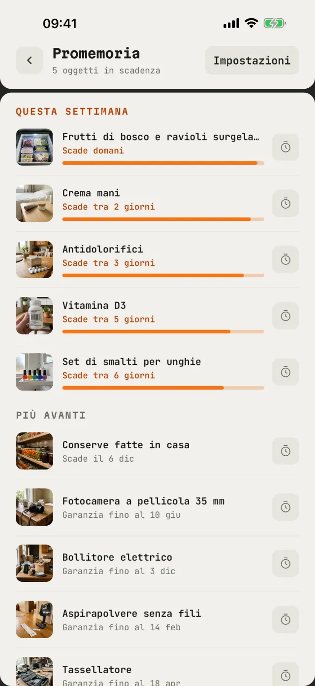 Promemoria per le cose in scadenza
